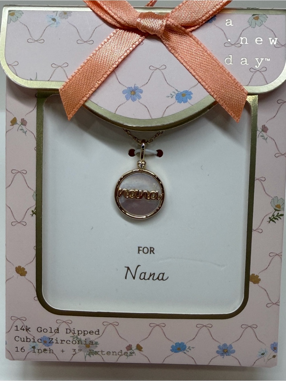 a new day Gold Nana Pendant Necklace with Pink Accents - Picture 2 of 5